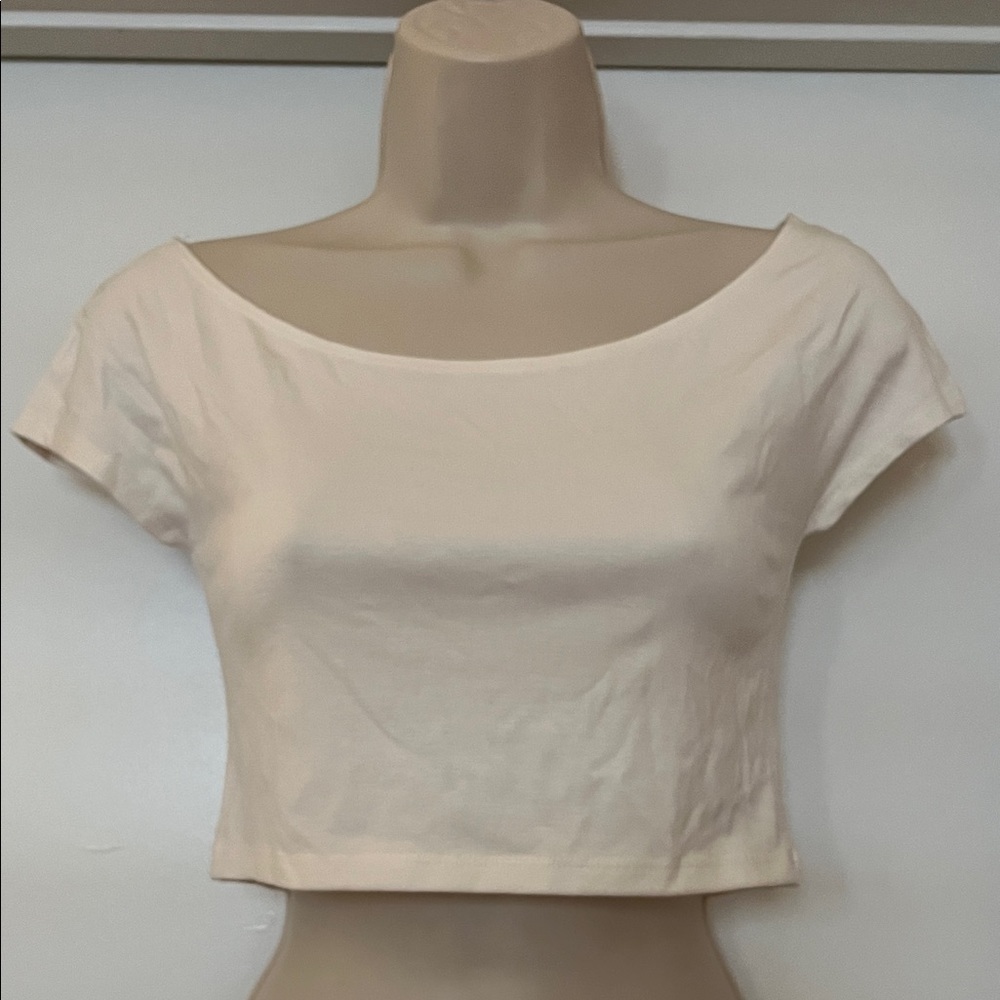 Women’s Cream Crop Boatneck Top